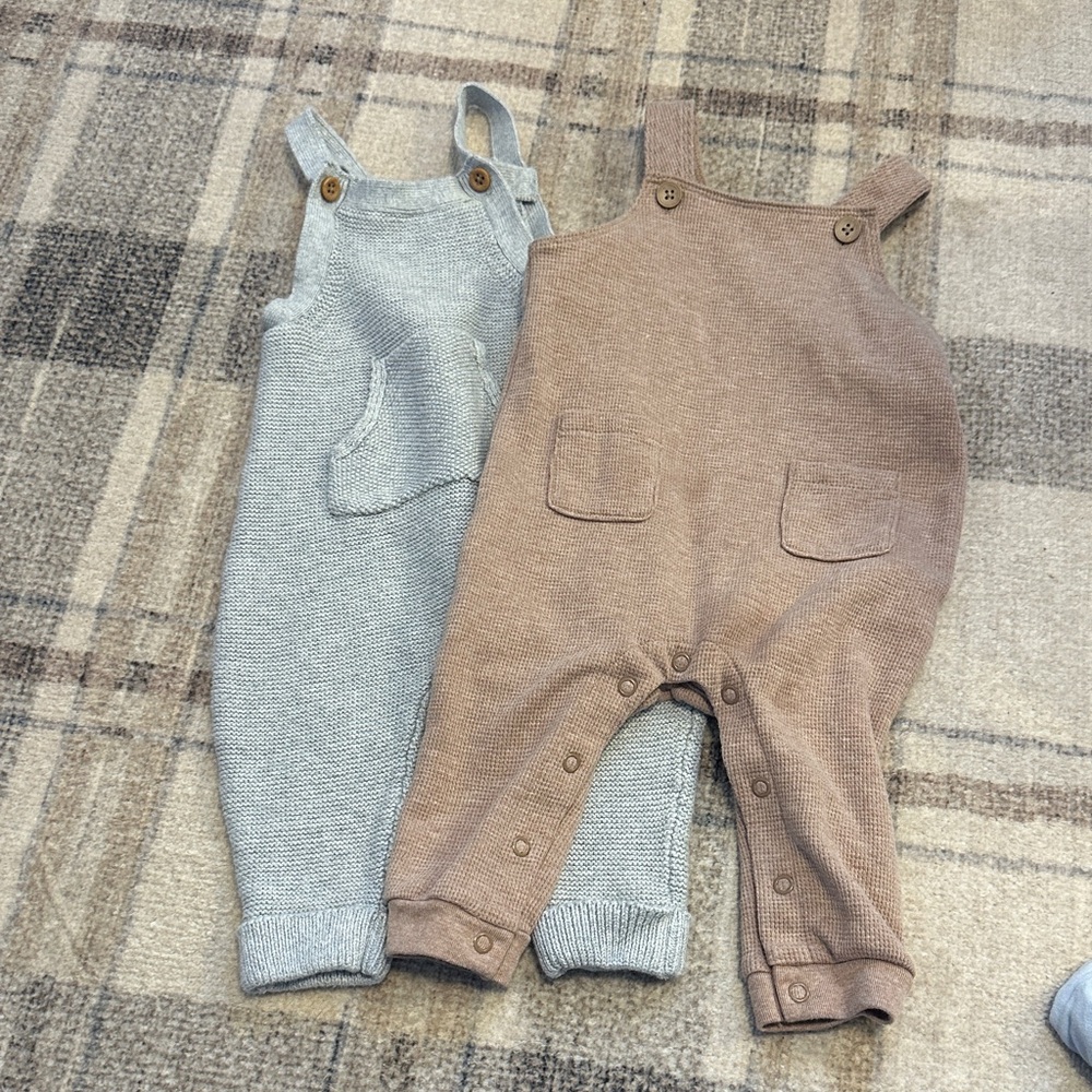 Carter's Cozy Knit Overalls in Blue and Brown